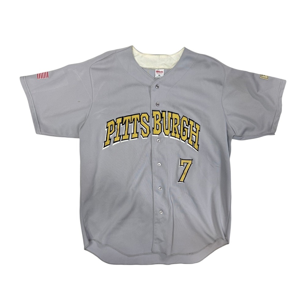 Vintage Wilson Pitt Panthers Baseball Jersey XL Gray Stitched Pittsburgh #7 USA